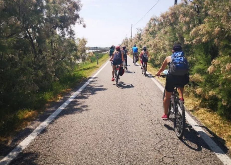 Cicloturisti sulla laguna